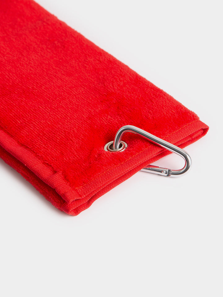 Personalised Golf Towel  Red with Carabiner Clip